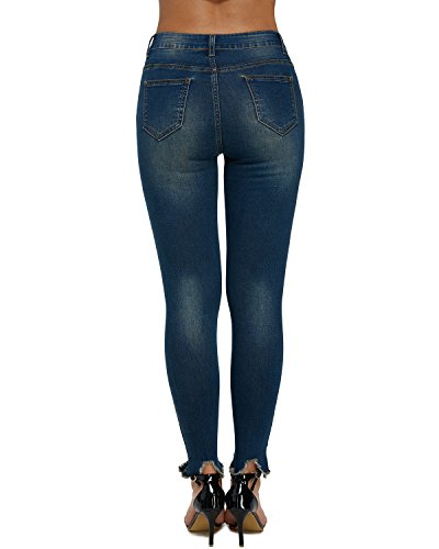 Dorimis Pantalones de mezclilla de cintura alta para mujer, con agujero rasgado, ajustados, ajustados, elásticos, súper suaves, para levantamiento de glúteos.