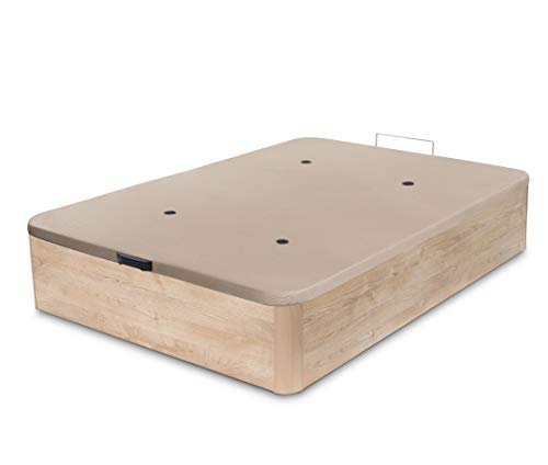 Dormidán - Canapé abatible de Gran Capacidad con Esquinas Redondeadas en Madera, Base tapizada 3D Transpirable + 4 válvulas aireación 135x190cm Color Roble Dormidán - Canapé abatible de Gran Capacidad con Esquinas Redondeadas en Madera, Base tapizada 3D Transpirable + 4 válvulas aireación 135x190cm Color Roble