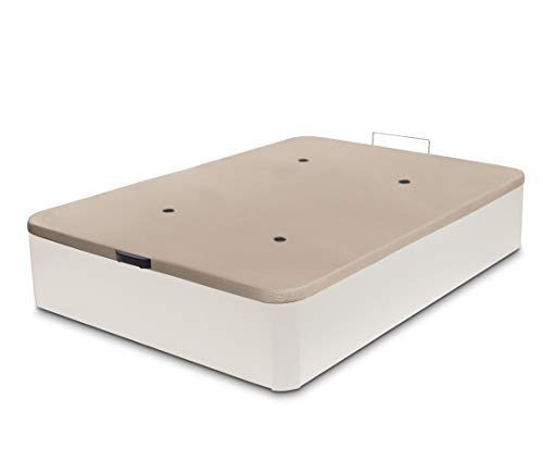 Dormidán - Canapé abatible de Gran Capacidad con Esquinas Redondeadas en Madera, Base tapizada 3D Transpirable + 4 válvulas aireación 135x190cm Color Blanco Dormidán - Canapé abatible de Gran Capacidad con Esquinas Redondeadas en Madera, Base tapizada 3D Transpirable + 4 válvulas aireación 135x190cm Color Blanco