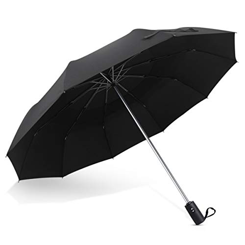 DORRISO Hombres Mujer Automático Plegable Paraguas Grande Compacto Portátil Viajar Paraguas Antiviento Impermeable Unisexo Paraguas Negro DORRISO Hombres Mujer Automático Plegable Paraguas Grande Compacto Portátil Viajar Paraguas Antiviento Impermeable Unisexo Paraguas Negro