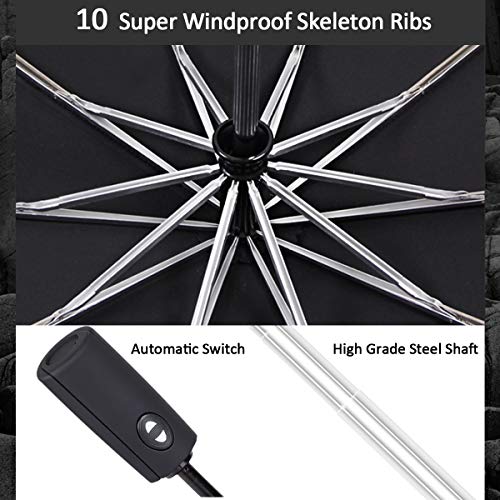DORRISO Hombres Mujer Automático Plegable Paraguas Grande Compacto Portátil Viajar Paraguas Antiviento Impermeable Unisexo Paraguas Negro DORRISO Hombres Mujer Automático Plegable Paraguas Grande Compacto Portátil Viajar Paraguas Antiviento Impermeable Unisexo Paraguas Negro