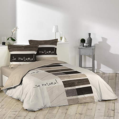 Douceur D'Intérieur So Natural - Juego con funda de edredón y 2 fundas de almohada, algodon, estampado, Multicolor, 240 X 220 cm Douceur D'Intérieur So Natural - Juego con funda de edredón y 2 fundas de almohada, algodon, estampado, Multicolor, 240 X 220 cm