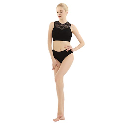 dPois 2pcs Ropa de Baile en Barra para Mujer Top Encaje sin Mangas Pantalones Cortos Elástico Pole Dance Top Dancewear S-XXL Negro Large dPois 2pcs Ropa de Baile en Barra para Mujer Top Encaje sin Mangas Pantalones Cortos Elástico Pole Dance Top Dancewear S-XXL Negro Large