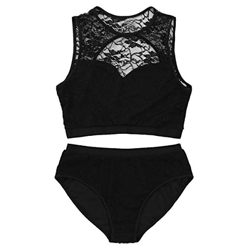 dPois 2pcs Ropa de Baile en Barra para Mujer Top Encaje sin Mangas Pantalones Cortos Elástico Pole Dance Top Dancewear S-XXL Negro Large dPois 2pcs Ropa de Baile en Barra para Mujer Top Encaje sin Mangas Pantalones Cortos Elástico Pole Dance Top Dancewear S-XXL Negro Large