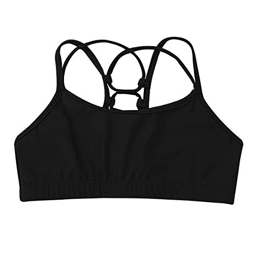 dPois Sujetador Deportivo Niña Criss Cross Tanks Tops Correas Camiseta sin Mangas Crop Top para Niñas Chaleco Deporte Danza Yoga Fitness Running Gym Ropa Interier sin Costuras Negro 12 Años