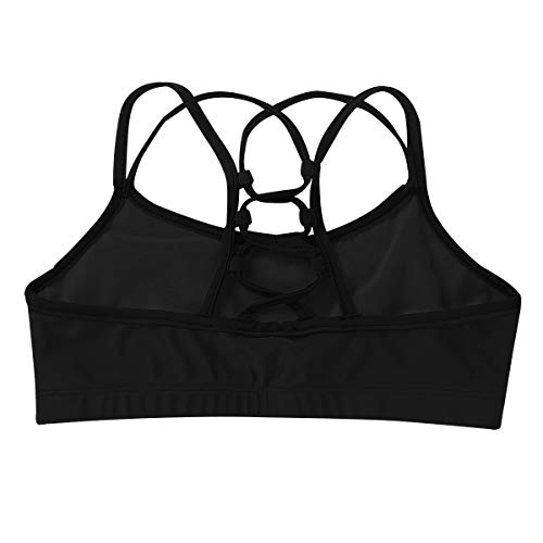 dPois Sujetador Deportivo Niña Criss Cross Tanks Tops Correas Camiseta sin Mangas Crop Top para Niñas Chaleco Deporte Danza Yoga Fitness Running Gym Ropa Interier sin Costuras Negro 12 Años