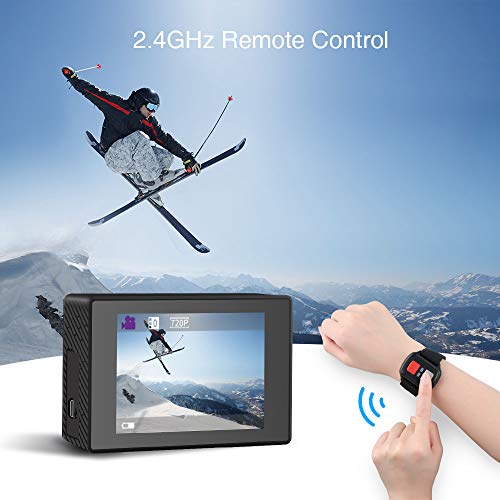 Dragon Touch Cámara Deportiva 1080P Cámara de Acción con Control Remoto Videocámara Impermeable con Baterías Recargable Multi Accesorios (Vision 1)