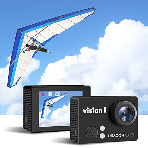 Dragon Touch Cámara Deportiva 1080P Cámara de Acción con Control Remoto Videocámara Impermeable con Baterías Recargable Multi Accesorios (Vision 1)