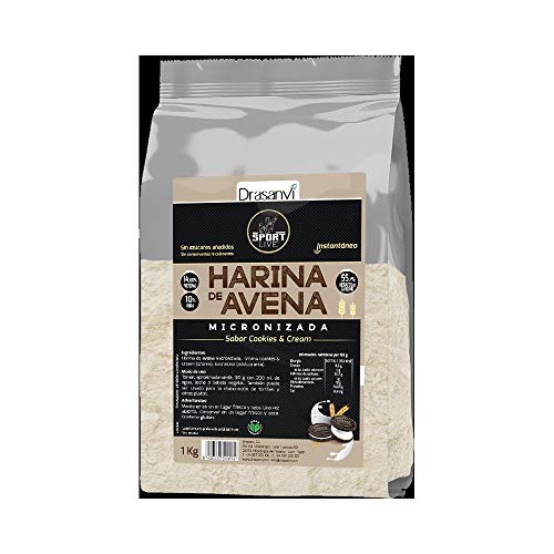 DRASANVI HARINA Avena Sabor Cookies & Cream 1 Kg Sport Live, Estándar, Único