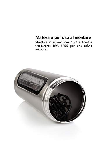 Dream Fit | Coctelera para proteínas | Coctelera de gimnasio | Botella de acero inoxidable con ventana transparente y capacidad máxima 900 ml con pulsera de silicona – plateado Dream Fit | Coctelera para proteínas | Coctelera de gimnasio | Botella de acero inoxidable con ventana transparente y capacidad máxima 900 ml con pulsera de silicona – plateado