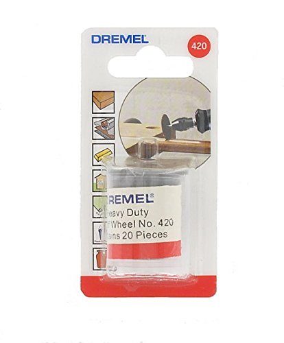 Dremel 420 - Juego de 20 Discos de corte reforzados con fibra de vidrio, 24 mm, para trabajos duros para herramienta rotativa para tronzar y cortar en metal, madera y plástico, Negro