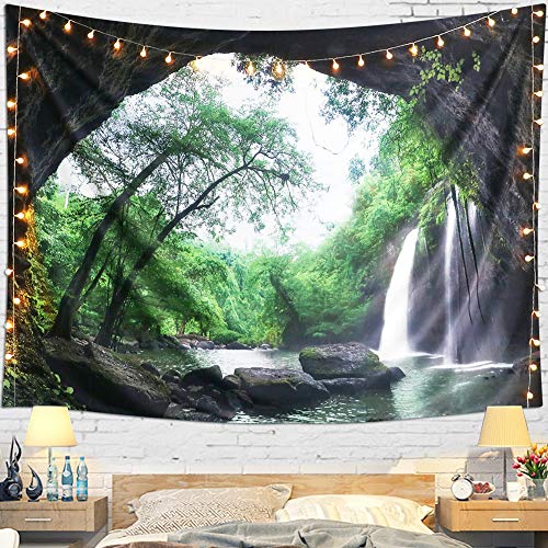 Dremisland Tapiz de Pared Montaña Tapiz Cascada Tapiz de Bosque Árbol Tapiz de Naturaleza Paisaje Tapestry Decoración de Pared para Dormitorio Sala de Estar (L/148X200cm)