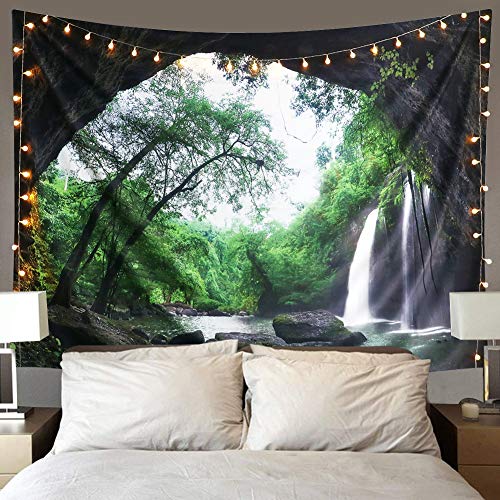 Dremisland Tapiz de Pared Montaña Tapiz Cascada Tapiz de Bosque Árbol Tapiz de Naturaleza Paisaje Tapestry Decoración de Pared para Dormitorio Sala de Estar (L/148X200cm)