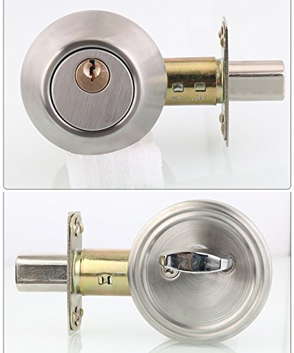 Drenky Cerradura de cilindro simple de acero inoxidable Perilla de mango de bloqueo de seguridad, pestillo ajustable 60 mm - 70 mm, con llaves