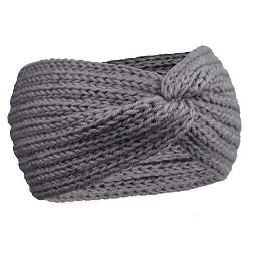 DRESHOW 4 Piezas Crochet Arco Turbante Knit Diadema Mujer Invierno Vendas Elasticas Anchas Tejida Lana Cintas Para El Pelo Banda de pelo más cálido