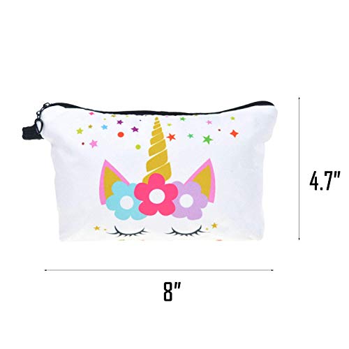 DRESHOW 5 Piezas Unicornios Regalos para Niñas - Mochila con Cordón/Maquillaje Bolsa/PU Monedero Bolsos de Embrague/Collar/Cintas para el pelo