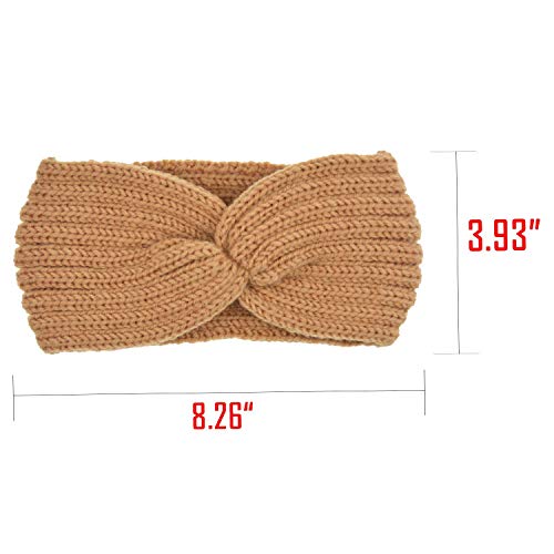 DRESHOW 6 Piezas Crochet Arco Turbante Knit Diadema Mujer Invierno Vendas Elasticas Anchas Tejida Lana Cintas Para El Pelo Banda de pelo más cálido