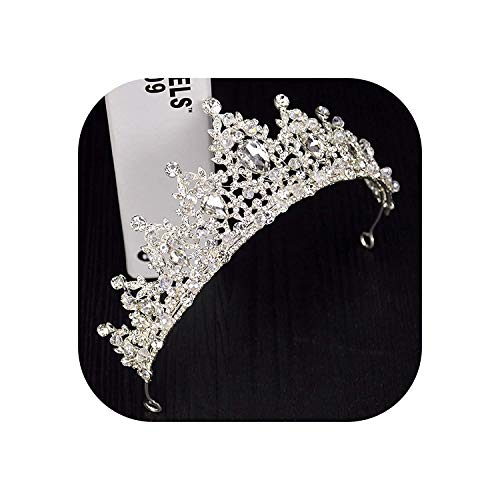 DRESSES - Tiara de novia con cristales de abdominales plateados para deshierbar con diamantes de imitación, para novia, diadem de boda, color dorado DRESSES - Tiara de novia con cristales de abdominales plateados para deshierbar con diamantes de imitación, para novia, diadem de boda, color dorado