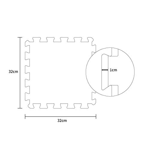 DrNanhai Esterilla Puzzle de Fitness-18 losas de EVA Espuma Alfombrilla Protectora Protección para el Suelo para máquinas de Deporte y gimnasios sobre el Piso Fácil de Limpiar - Rojo+Azul+Negro