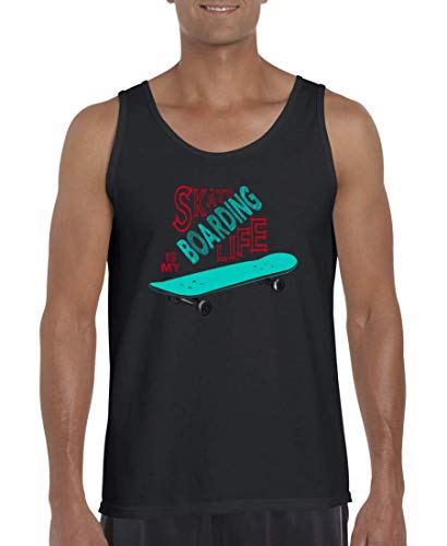 Druckerlebnis24 Tank Top - Camiseta de Tirantes para Hombre y Hombre, diseño con Texto en inglés Skateboarding is My Life Negro XXXXXL