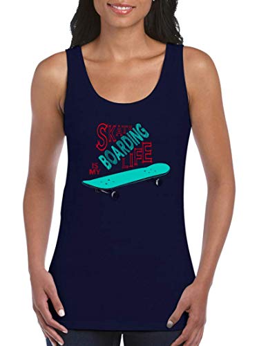 Druckerlebnis24 Tank Top – Skateboarding is My Life – Tops para Mujeres y Mujeres Azul XXL