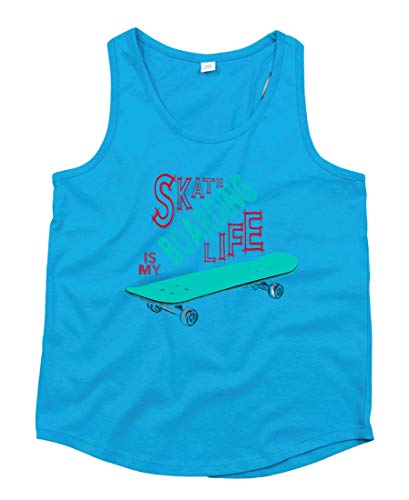 Druckerlebnis24 Tank Top - Skateboarding is My Life - Tops Unisex para niños y niñas Azul 128