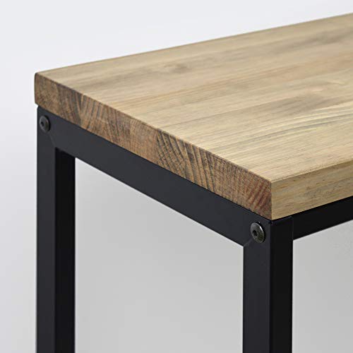 DS Dropshipping Consola Recibidor iCub Big Wood 100x30cm 80cm Alto Negro Tablero Madera Maciza Grueso 3cm Estilo Industrial Vintage DS Dropshipping Consola Recibidor iCub Big Wood 100x30cm 80cm Alto Negro Tablero Madera Maciza Grueso 3cm Estilo Industrial Vintage