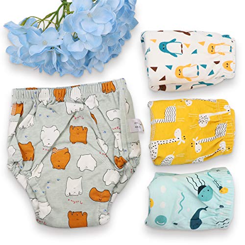 Dsaren 4 Piezas Pantalones Entrenamiento para Bebés Algodón Bragas de Aprendizaje Niños Ropa Interior Entrenamiento Potty Training Pants (4 Piezas)