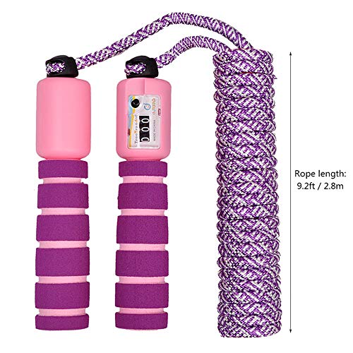 Dsaren Cuerda con Contador Jump Rope Cuerda para Saltar Ajustable para Entrenamiento, Adelgazamiento, Juego Escolar, Actividad al Aire Libre (Púrpura)