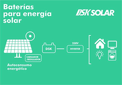 DSK Solar Batería Solar de GEL Ciclo Profundo 12V 100Ah Ideal para Placas Solares