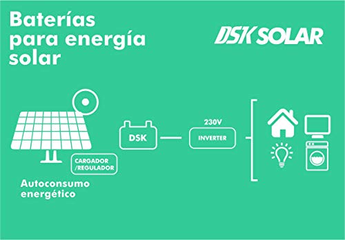 DSK Solar Batería Solar de GEL Ciclo Profundo 12V 100Ah Ideal para Placas Solares DSK Solar Batería Solar de GEL Ciclo Profundo 12V 100Ah Ideal para Placas Solares