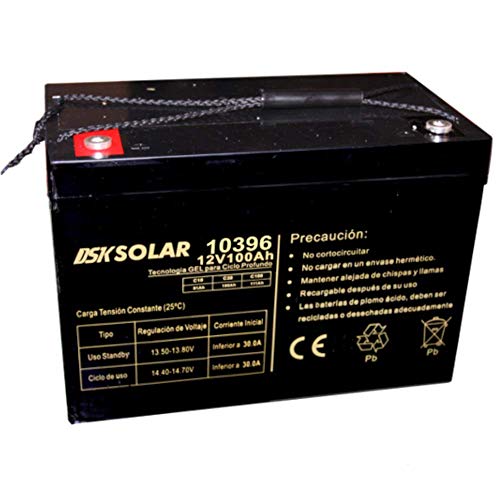 DSK Solar Batería Solar de GEL Ciclo Profundo 12V 100Ah Ideal para Placas Solares DSK Solar Batería Solar de GEL Ciclo Profundo 12V 100Ah Ideal para Placas Solares