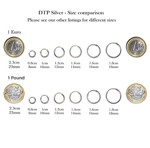 DTP Silver - Pendientes de Aro - Plata 925 Plateada en Oro Amarillo - Espesor 1.2 mm, Diámetro 20 mm