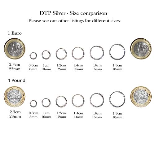 DTP Silver - Pendientes de Aro - Plata 925 Plateada en Oro Amarillo - Espesor 1.2 mm, Diámetro 20 mm DTP Silver - Pendientes de Aro - Plata 925 Plateada en Oro Amarillo - Espesor 1.2 mm, Diámetro 20 mm
