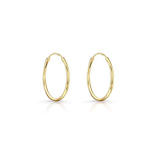 DTP Silver - Pendientes de Aro - Plata 925 Plateada en Oro Amarillo - Espesor 1.2 mm, Diámetro 20 mm DTP Silver - Pendientes de Aro - Plata 925 Plateada en Oro Amarillo - Espesor 1.2 mm, Diámetro 20 mm