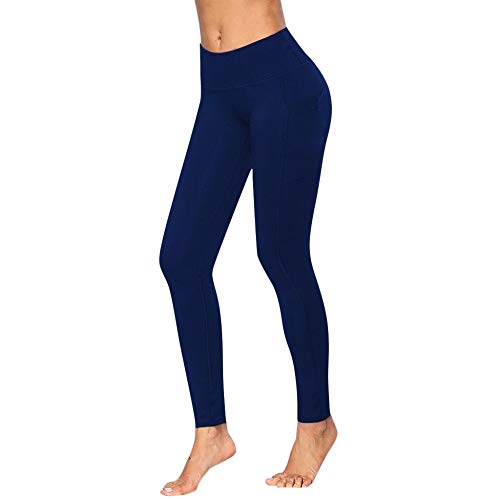 Ducomi Ann Leggings Mujer Bolsillo para Teléfono Móvil - Gimnasio Informal y Estilo Hogareño - Leggins Elásticos, Transpirables y de Máxima Comodidad - Ropa Deportiva, Yoga, Pilates (Azul Marino, M)