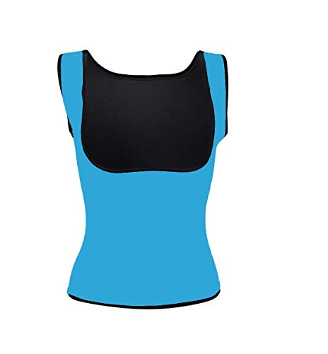 Ducomi Camiseta de fitness para mujer adelgazante y reductora efecto sauna – Corpiño Slim Fit para silueta perfecta y vientre plana de neopreno – para la actividad física y diaria (L, Light Blue)