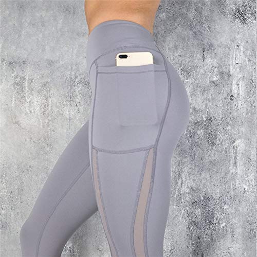 Ducomi Kai Leggings para Mujer con Bolsillo para Teléfono Celular y Transparencias para un Look Sexy en el Gimnasio y en el Hogar - Leggings Transpirables, Máxima Comodidad (Gris, XL)