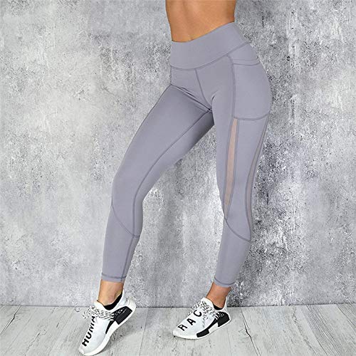 Ducomi Kai Leggings para Mujer con Bolsillo para Teléfono Celular y Transparencias para un Look Sexy en el Gimnasio y en el Hogar - Leggings Transpirables, Máxima Comodidad (Gris, XL)