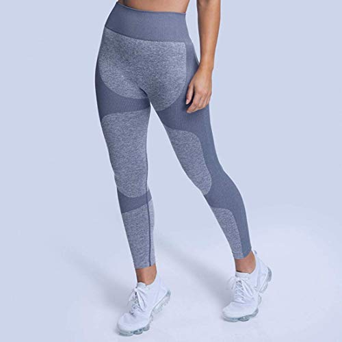 Ducomi Lia Leggings Mujer, Leggins de Cintura Alta - Ropa Deportiva para el Hogar y el Gimnasio - Pantalones de Control de Abdomen y Glúteos, Elásticos para Yoga, Pilates (Azul, EU S)