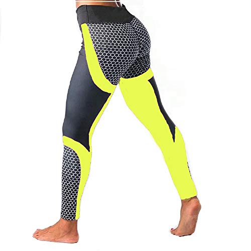 Ducomi MEG Leggins Push Up para Mujeres - Adelgaza y Empuja Hacia Arriba Cintura Alta en las Nalgas para las Curvas Sensacionales Silhouette Slender - Leggings para Yoga y Pilates (Amarillo, XL)