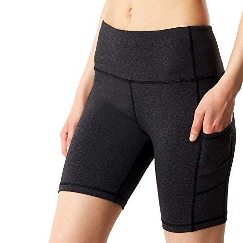 Ducomi Noa - Pantalones cortos para mujer con 2 bolsillos laterales - Ciclismos deportivos, correr, entrenamiento en el gimnasio, casa, yoga, pilates, ciclismo, leggings para correr Gris oscuro S