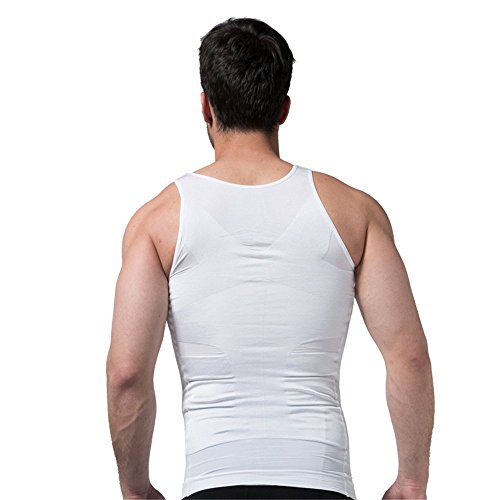 Ducomi ZEROBODYS Incredible Series - Camiseta Moldeadora Reductora de Efecto Adelgazante para Hombre - Hace la Zona Abdominal más Fina y Tónica (Blanco, XL)