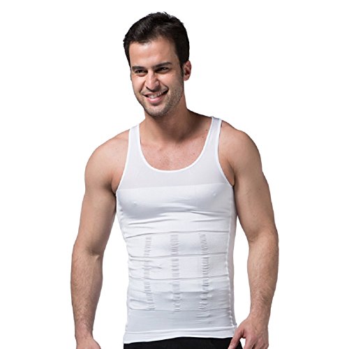 Ducomi ZEROBODYS Incredible Series - Camiseta Moldeadora Reductora de Efecto Adelgazante para Hombre - Hace la Zona Abdominal más Fina y Tónica (Blanco, XL)
