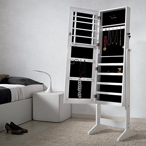 duehome - Espejo joyero XXL 160 cm, Guarda Joyas de pie, Blanco duehome - Espejo joyero XXL 160 cm, Guarda Joyas de pie, Blanco