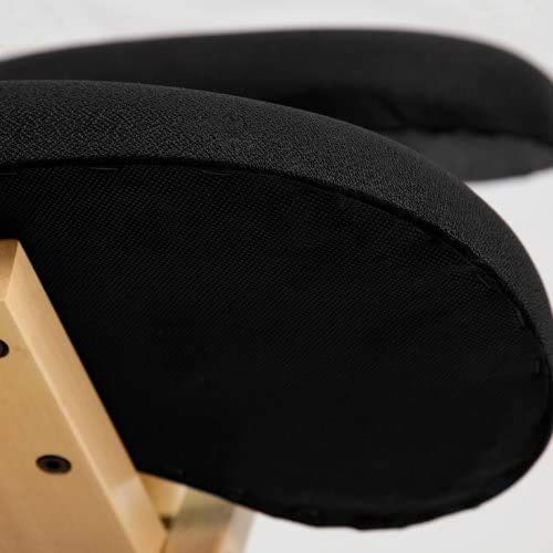 duehome - Silla de Oficina Ergonomica, silla de Escritorio, color Negro y Madera de haya, Medidas: 46 cm (Ancho) x 68 cm (Fondo) x 52-62 cm (Alto)