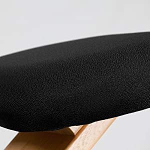 duehome - Silla de Oficina Ergonomica, silla de Escritorio, color Negro y Madera de haya, Medidas: 46 cm (Ancho) x 68 cm (Fondo) x 52-62 cm (Alto)