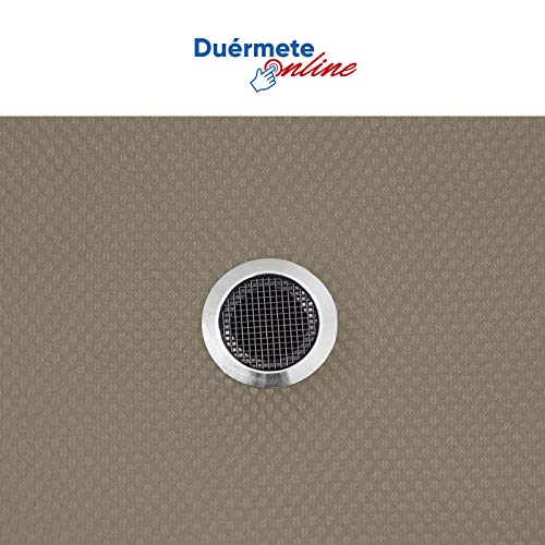 Duérmete Online Base Tapizada 3D Reforzada | Anti Ruido con 5 Barras de Refuerzo | Válvulas de Ventilación | 6 Patas de Altura 30cm, Beige, 135x190