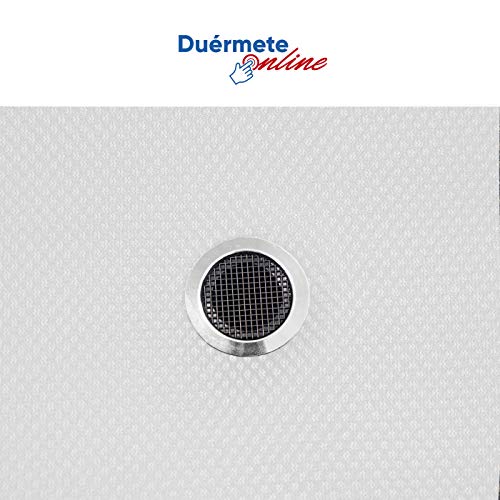 Duérmete Online Base Tapizada 3D Reforzada | Anti Ruido con 5 Barras de Refuerzo | Válvulas de Ventilación | 6 Patas de Altura 35cm, Blanco, 105x200