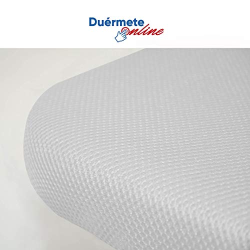 Duérmete Online Base Tapizada 3D Reforzada | Anti Ruido con 5 Barras de Refuerzo | Válvulas de Ventilación | 6 Patas de Altura 35cm, Blanco, 105x200